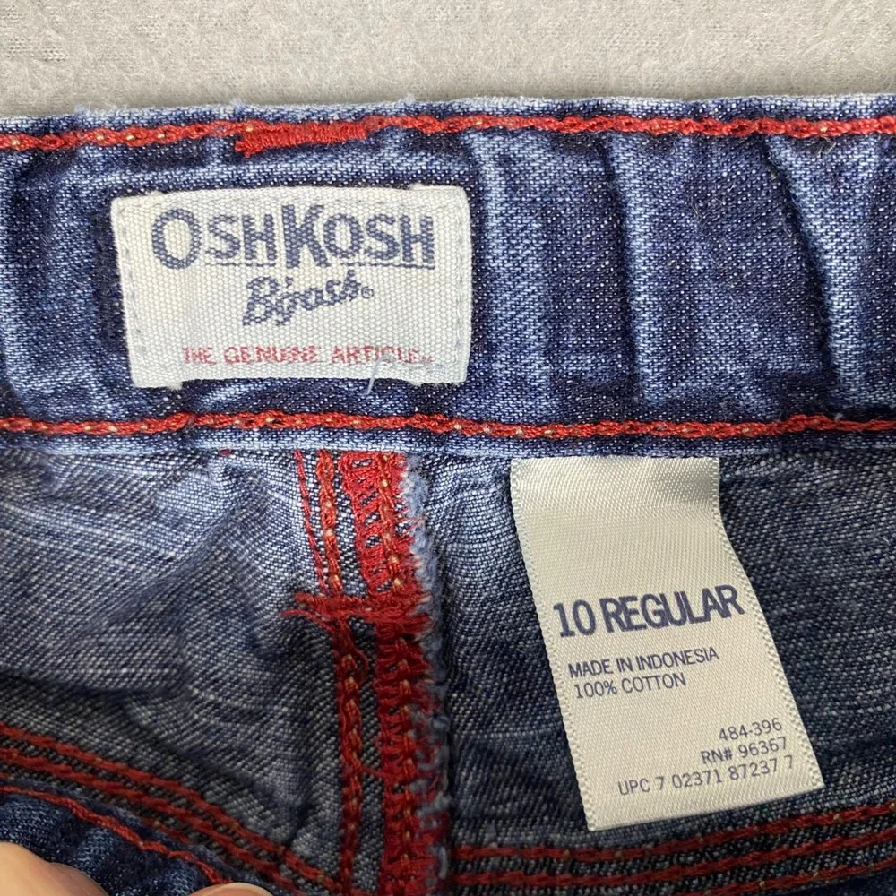 OshKosh Bgosh Carpenter Utility Denim‎ Shorts Boys Size 10 R Blue Denim Vintage
